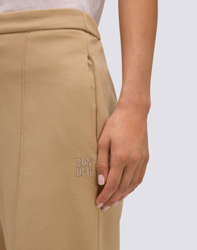PANTALONES LARGOS DE MUJER DE PUNTO MILÁN CON CINTURA SEMIELÁSTICA