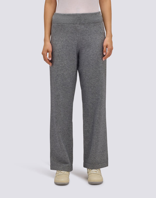 PANTALONI DONNA IN MAGLIA CON LOGO RICAMATO