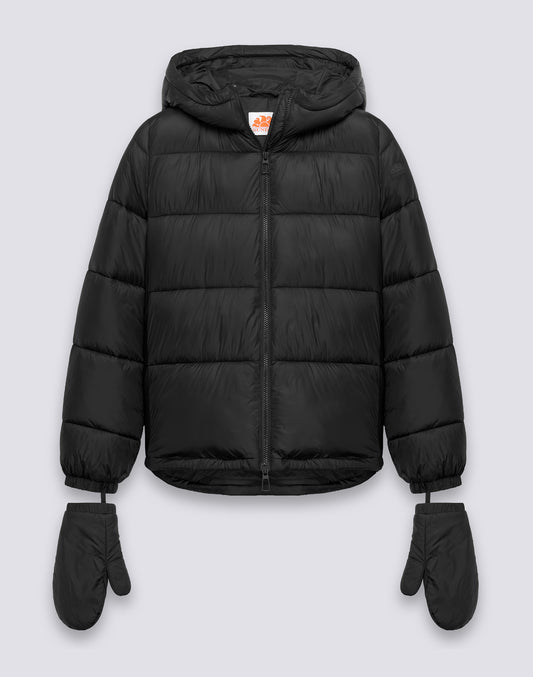 WOMEN'S SHORT PADDED DOWN JACKET WITH HOOD
