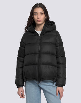 WOMEN'S SHORT PADDED DOWN JACKET WITH HOOD