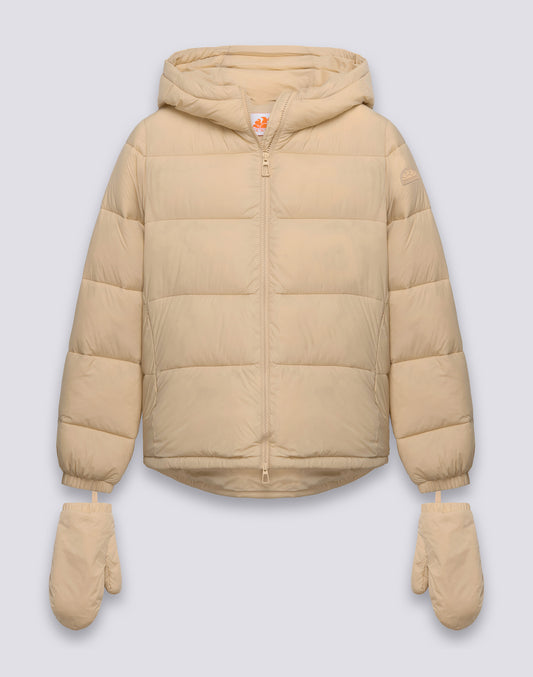 WOMEN'S SHORT PADDED DOWN JACKET WITH HOOD