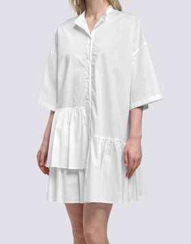 WOMEN'S ASYMMETRICAL SHORT DRESS IN COTTON POPLIN