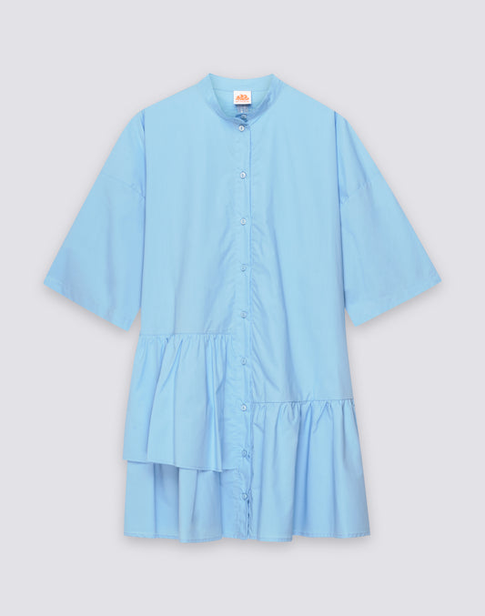 WOMEN'S ASYMMETRICAL SHORT DRESS IN COTTON POPLIN