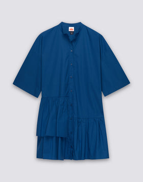 VESTIDO CORTO ASIMÉTRICO DE POPELÍN DE ALGODÓN PARA MUJER