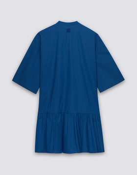 VESTIDO CORTO ASIMÉTRICO DE POPELÍN DE ALGODÓN PARA MUJER