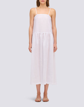 WOMEN'S LONG LINEN DRESS WITH SIDE SLITS