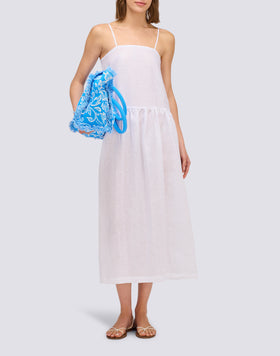 WOMEN'S LONG LINEN DRESS WITH SIDE SLITS