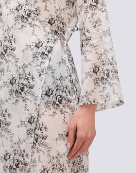 ROBE FEMME WRAPOVER IMPRIMÉ ROSE DE JOIE