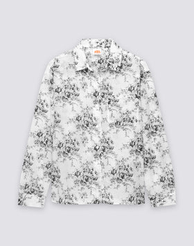 LONG-SLEEVED WOMEN'S SHIRT IN COTTON VOILE WITH ROSE DE JOIE PRINT