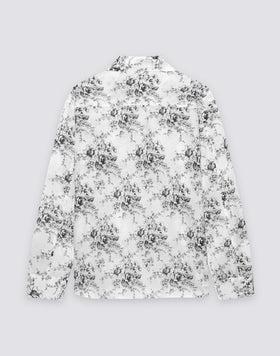 LONG-SLEEVED WOMEN'S SHIRT IN COTTON VOILE WITH ROSE DE JOIE PRINT