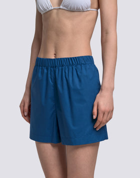 SHORTS DONNA A VITA ELASTICATA IN POPELINE DI COTONE