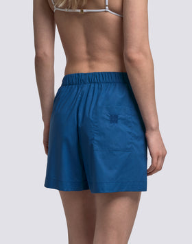 SHORTS DONNA A VITA ELASTICATA IN POPELINE DI COTONE