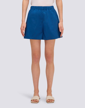 WOMEN'S ELASTICATED WAIST SHORTS IN COTTON POPLIN