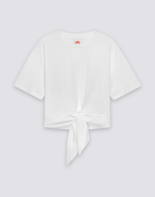 T-SHIRT FEMME COURT BOXY FIT AVEC NOEUD
