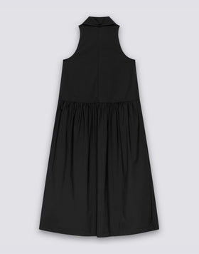 WOMEN'S LONG SLEEVELESS POPLIN COTTON SHIRT DRESS