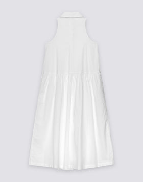 WOMEN'S LONG SLEEVELESS POPLIN COTTON SHIRT DRESS