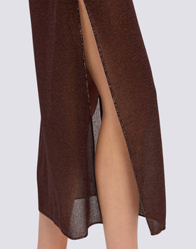 LONG WOMEN'S LUREX DRESS WITH SIDE SLITS