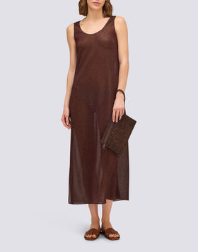 LONG WOMEN'S LUREX DRESS WITH SIDE SLITS