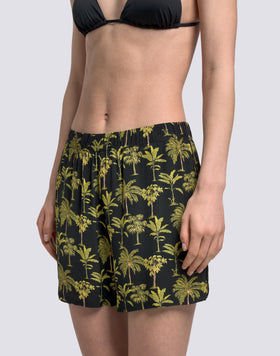 WOMEN'S ELASTICATED WAIST BOTANIC PRINT SHORTS