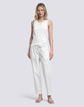 PANTALONI LUNGHI DONNA A SIGARETTA IN COTONE POPELINE