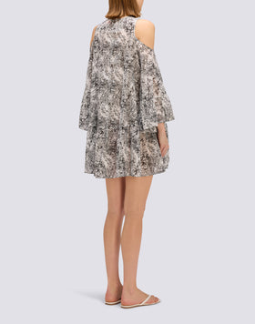 Vestido corto con hombros descubiertos y estampado Fleur de Joie