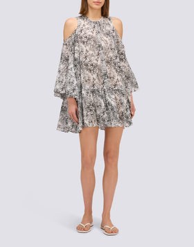 Vestido corto con hombros descubiertos y estampado Fleur de Joie