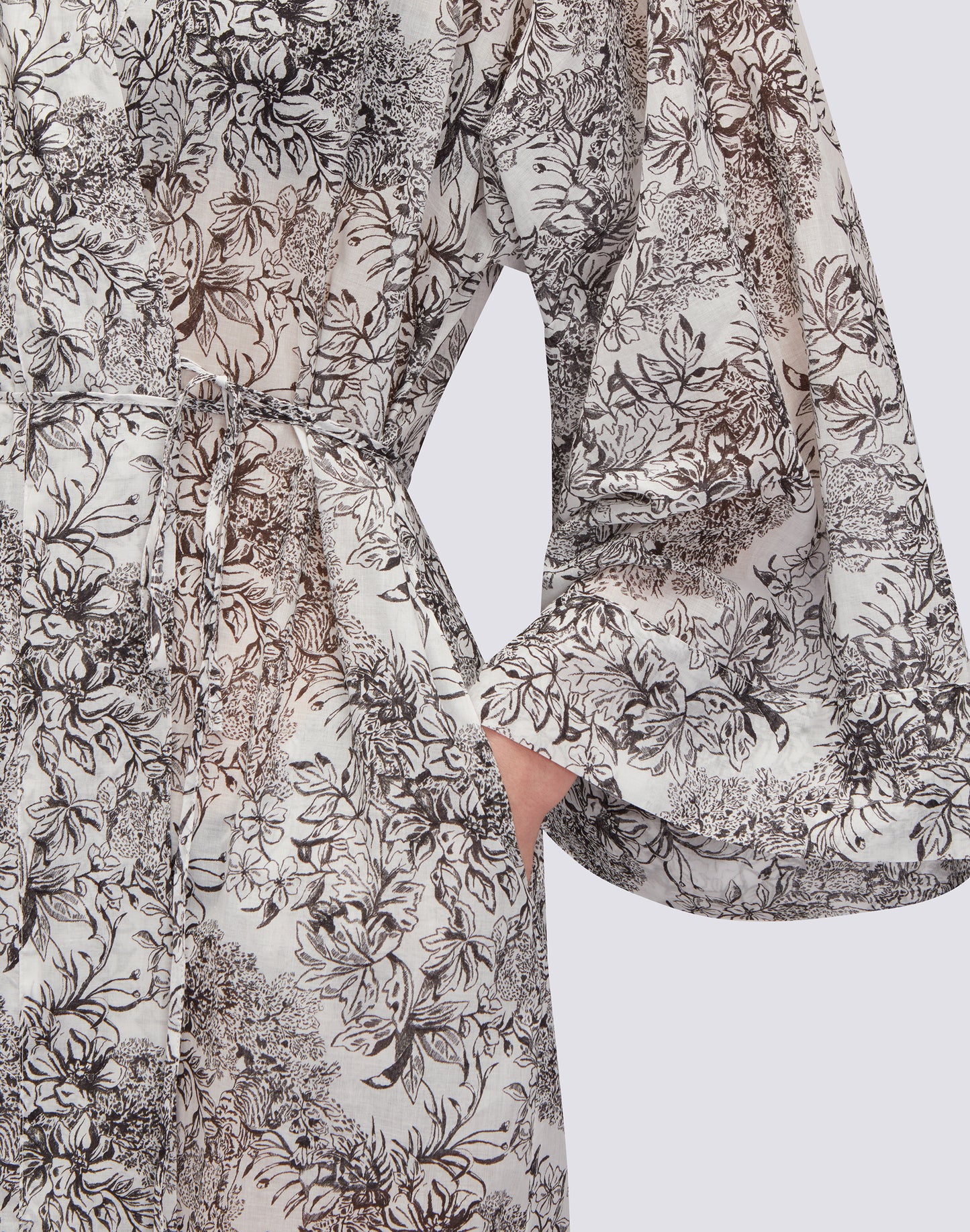 ROBE KIMONO LONGUE IMPRIMÉE FLEUR DE JOIE