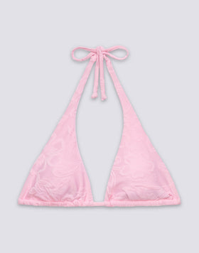 HILA - AMERICAN TRIANGLE BIKINI TOP IN JACQUARD FLORAL PATTERN TERRY CLOTH