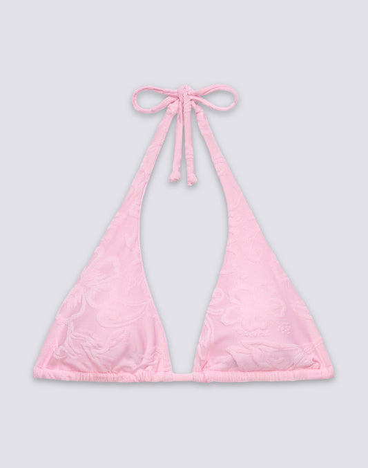 HILA - AMERICAN TRIANGLE BIKINI TOP IN JACQUARD FLORAL PATTERN TERRY CLOTH