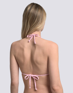 HILA - AMERICAN TRIANGLE BIKINI TOP IN JACQUARD FLORAL PATTERN TERRY CLOTH