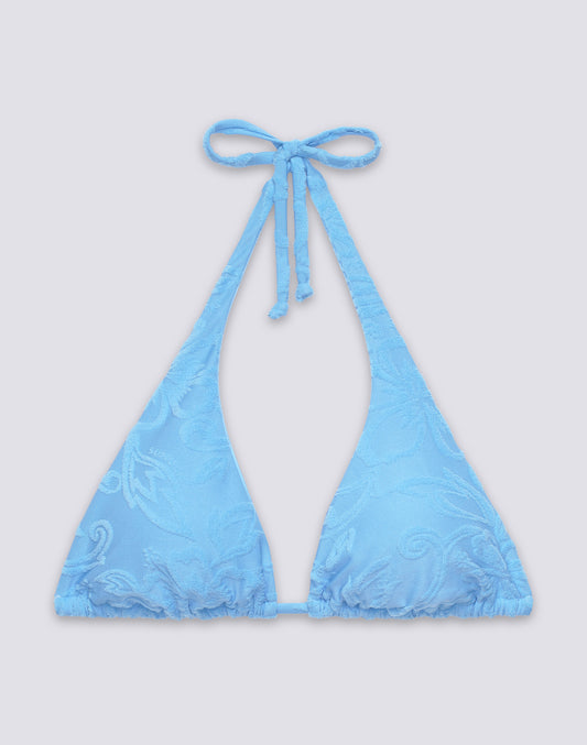 HILA - BIKINI TOP A TRIANGOLO AMERICANO IN SPUGNA MOTIVO FLOREALE JACQUARD