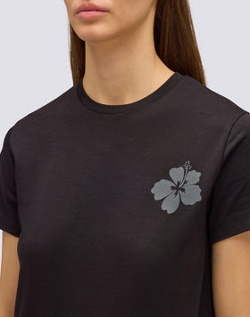 T-SHIRT DONNA REGULAR FIT CON FIORE