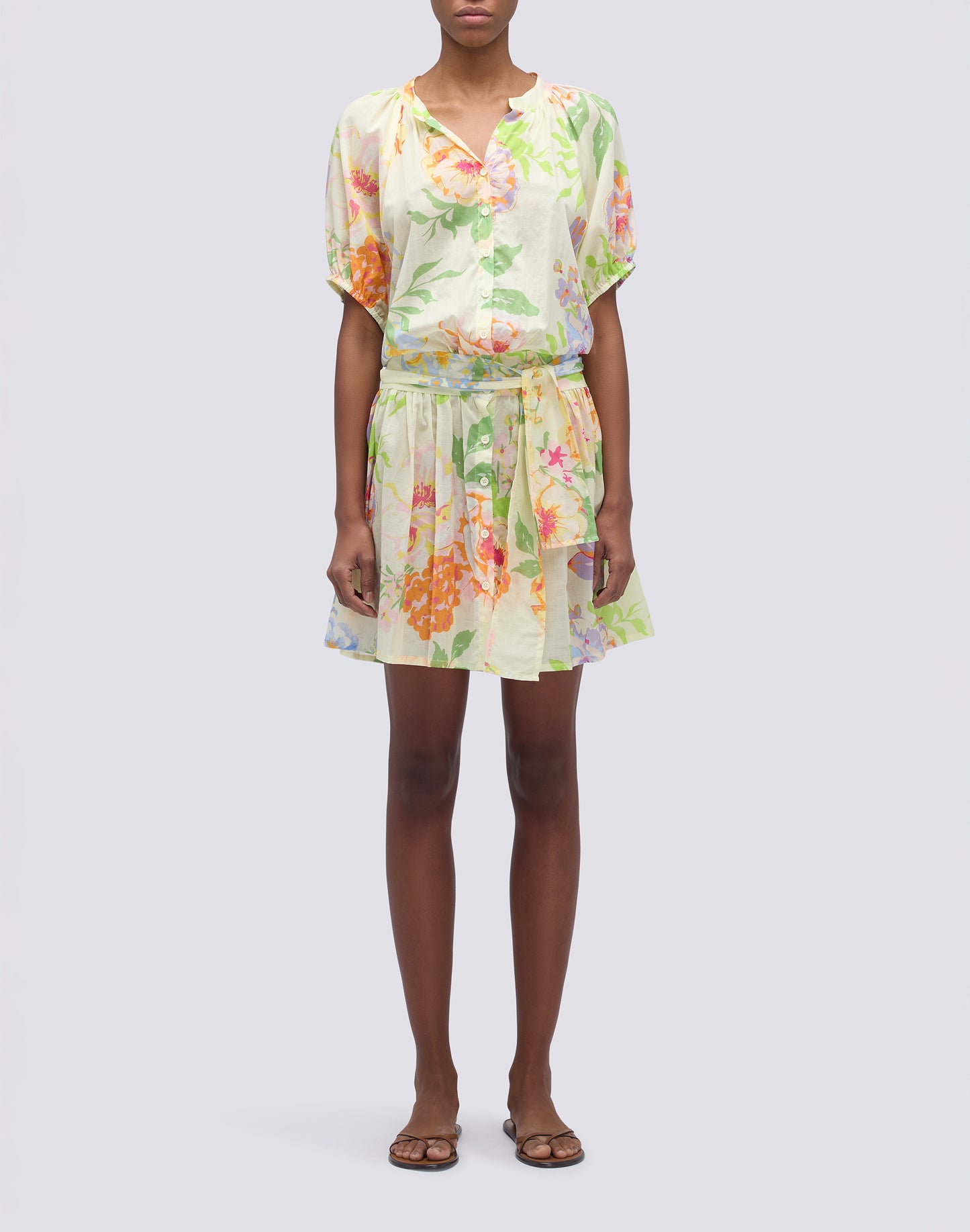 FLOWER BUNCH PRINTED SHORT DRESS