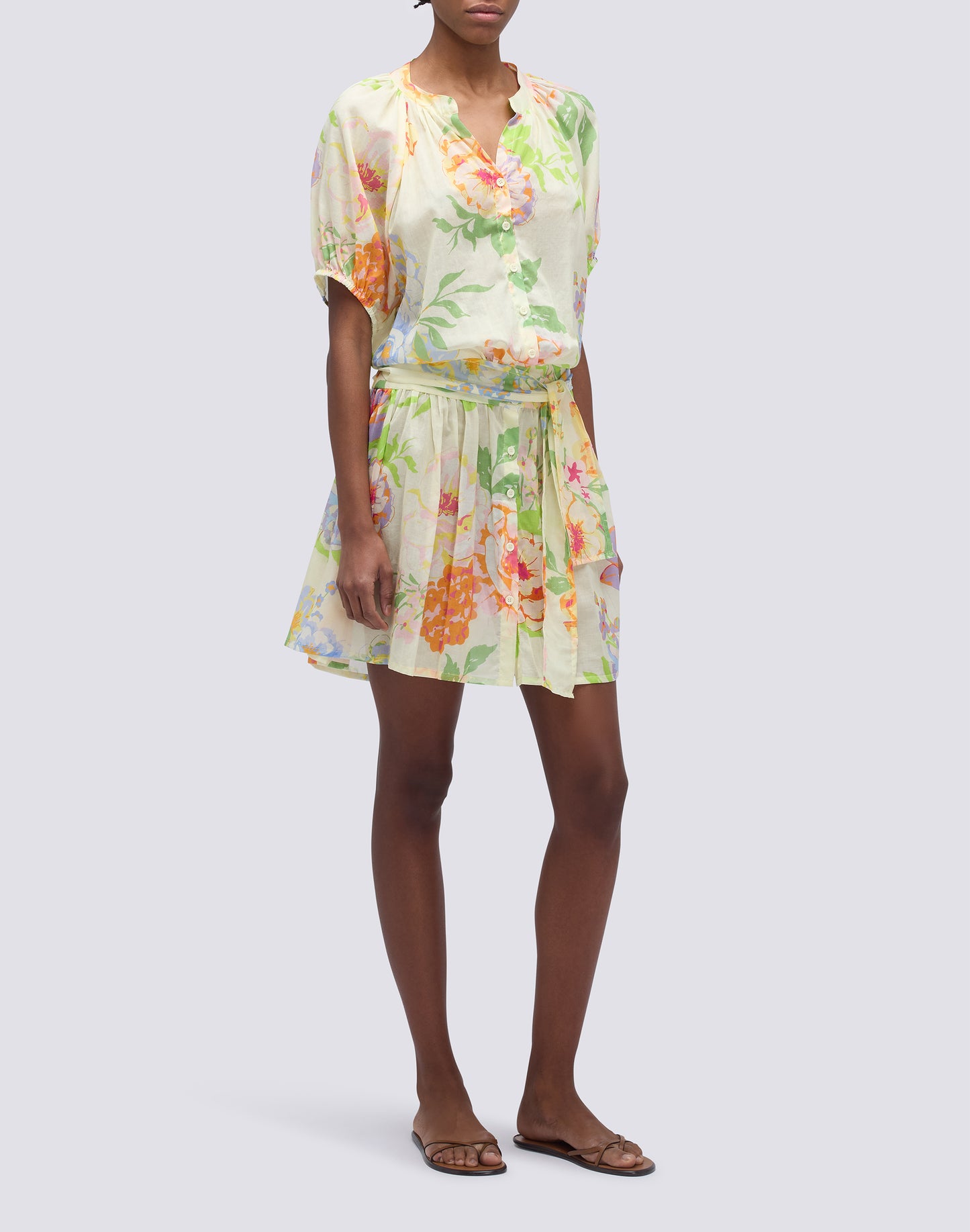 FLOWER BUNCH PRINTED SHORT DRESS