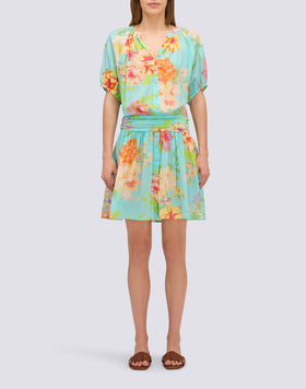 ROBE COURTE IMPRIMÉE D'UN BOUQUET DE FLEURS