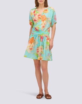 ROBE COURTE IMPRIMÉE D'UN BOUQUET DE FLEURS