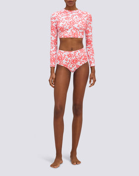 IPANEMA - HIGH-WAISTED CULOTTE BIKINI BOTTOMS WITH SK23 PRINT