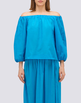 COTTON VOILE BLOUSE WITH BOAT NECKLINE