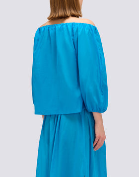 COTTON VOILE BLOUSE WITH BOAT NECKLINE