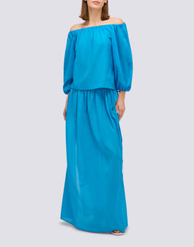 COTTON VOILE BLOUSE WITH BOAT NECKLINE