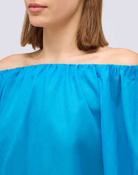 COTTON VOILE BLOUSE WITH BOAT NECKLINE