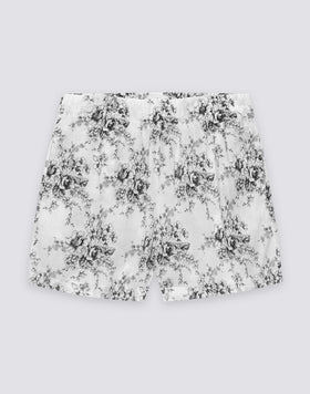 WOMEN'S ELASTICATED WAIST SHORTS WITH ROSE DE JOIE PRINT