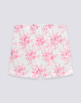 WOMEN'S ELASTICATED WAIST SHORTS WITH ROSE DE JOIE PRINT