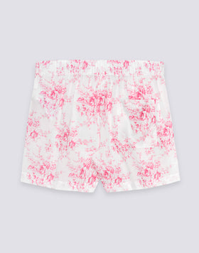 WOMEN'S ELASTICATED WAIST SHORTS WITH ROSE DE JOIE PRINT