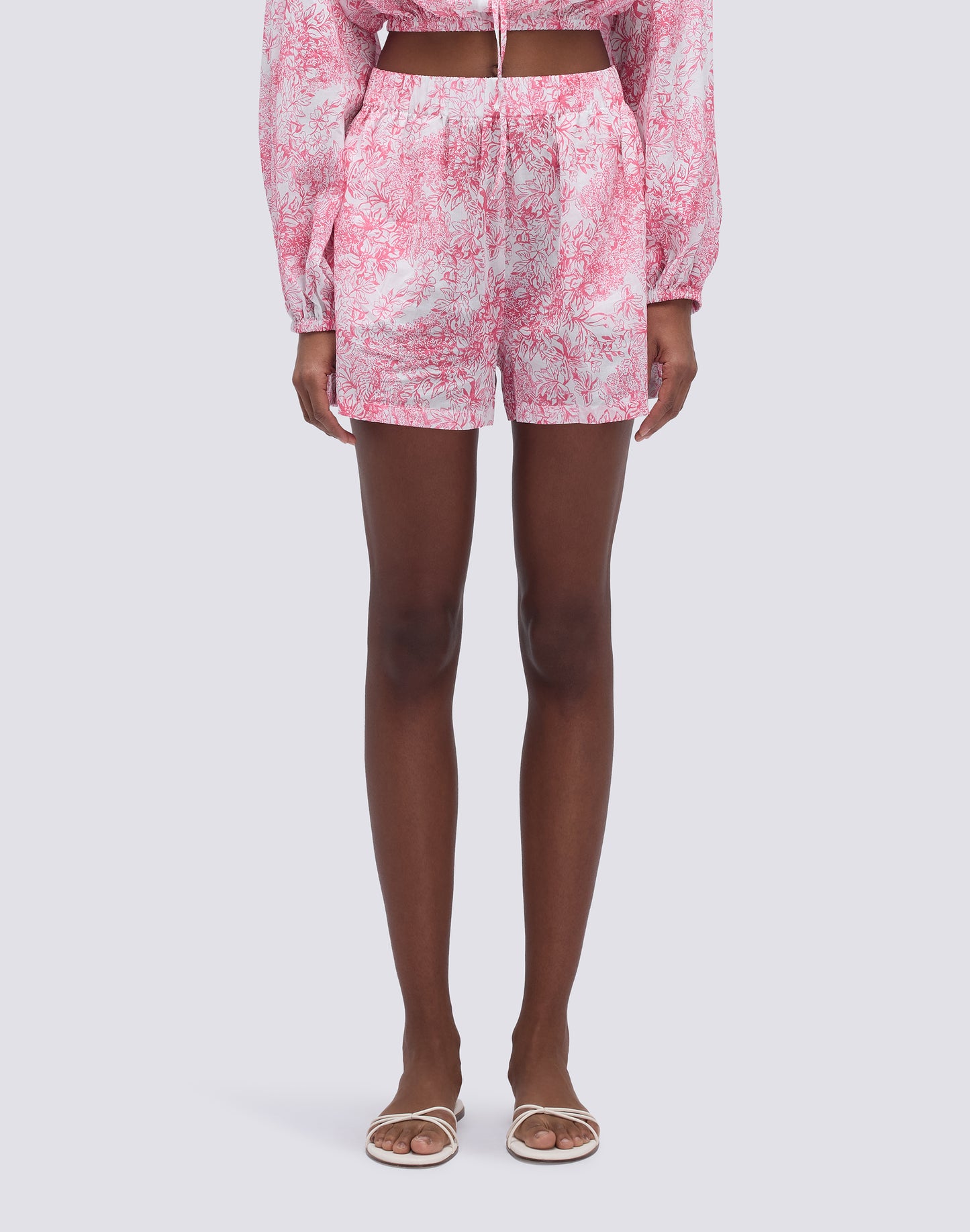 SEMI-STRETCH FLEUR DE JOIE PRINT SHORTS