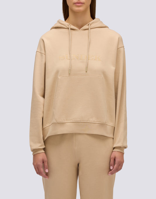 FELPA DONNA CON CAPPUCCIO E SCRITTA SUNDEK