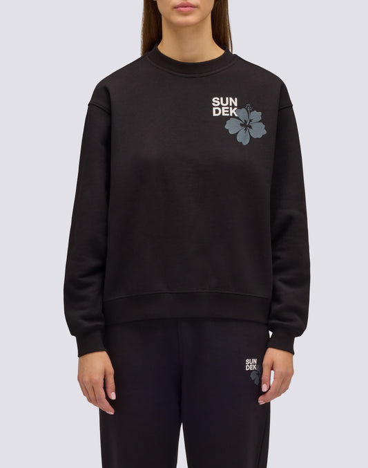 FELPA DONNA A GIROCOLLO CON FIORE