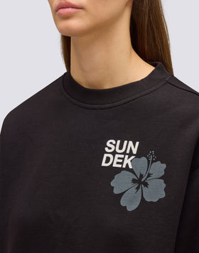 FELPA DONNA A GIROCOLLO CON FIORE