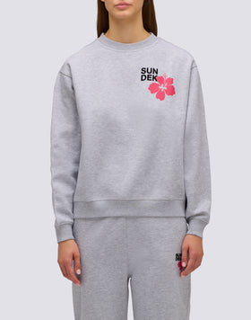 WOMEN'S CREW NECK SWEATSHIRT WITH FLOWER