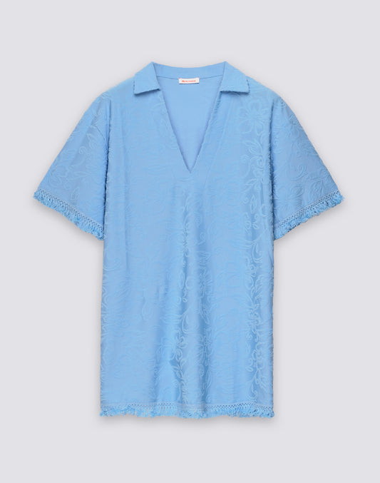 SHORT DRESS WITH JACQUARD SPONGE FRINGES